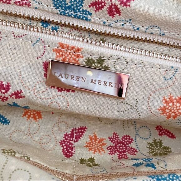 Lauren Merkin Metallic Gold Tan Woven Tote Shoulder Bag - Picture 10 of 13